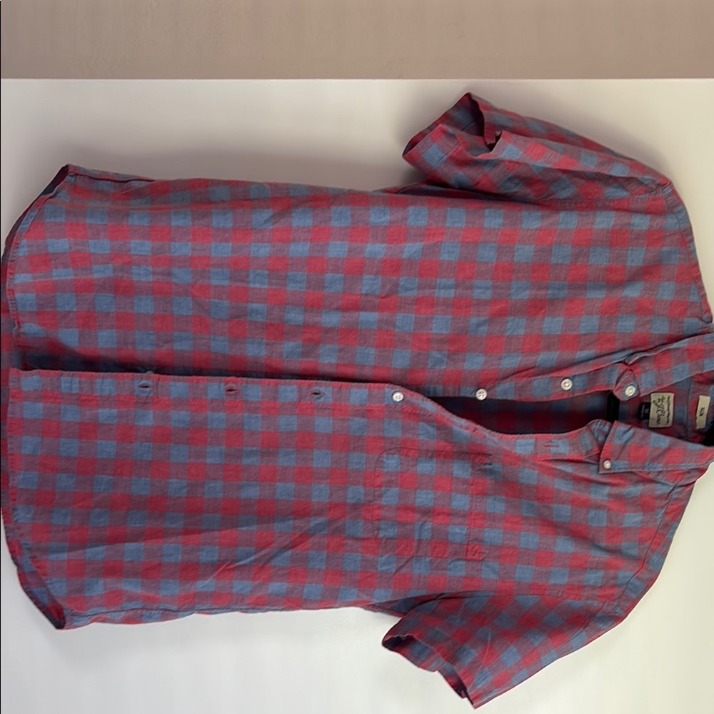 Men's Red and Blue Checkered Shirt